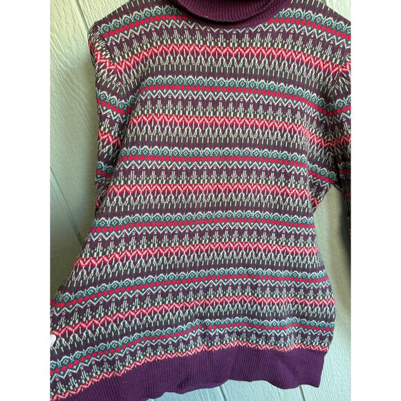 L.L.Bean Fair Isle Cotton Cashmere Sweater, Large - Picture 3 of 6